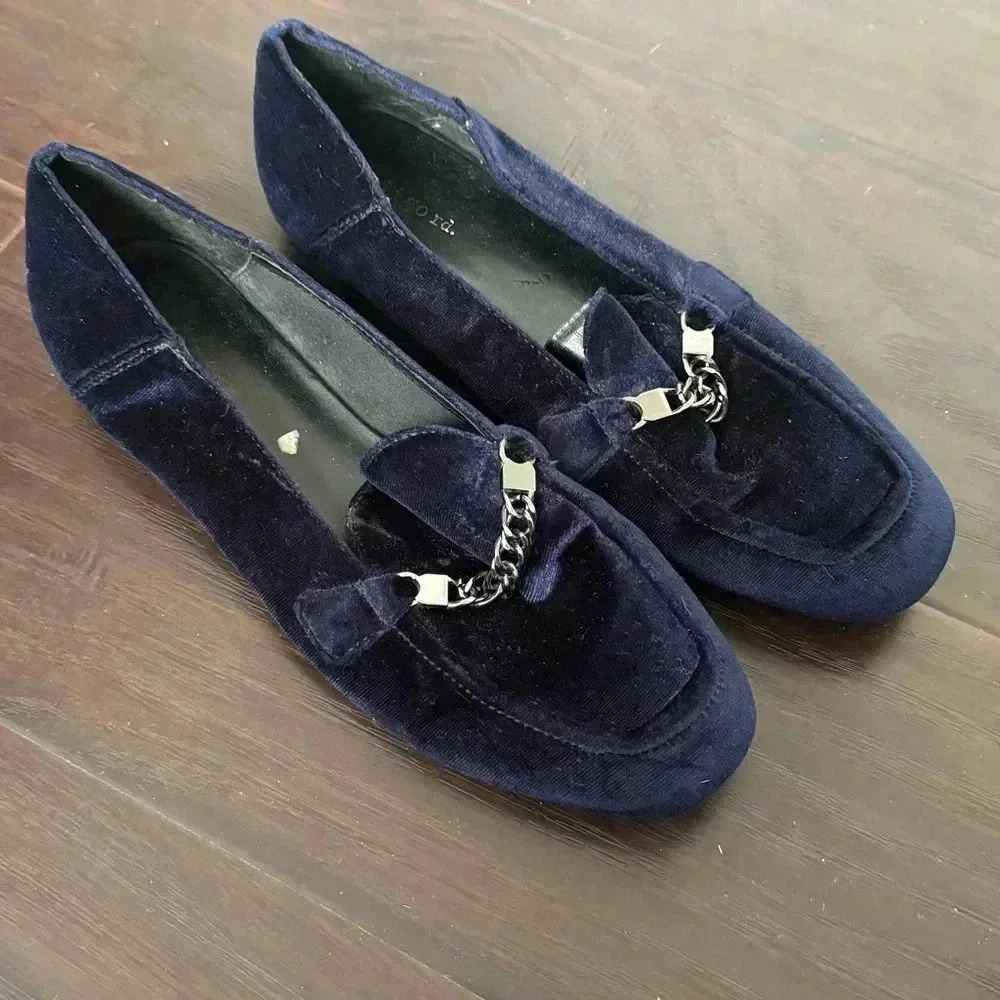 Blue velvet loafer shoes 8 - Picture 3 of 5